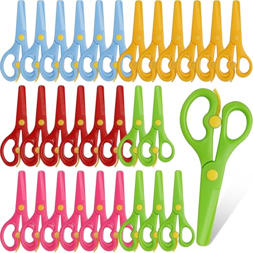 30 Pcs Preschool Training Scissors Plastic Anti-Pinch Safety Scissors Toddler Scissors for Children Art Craft Supplies (30)