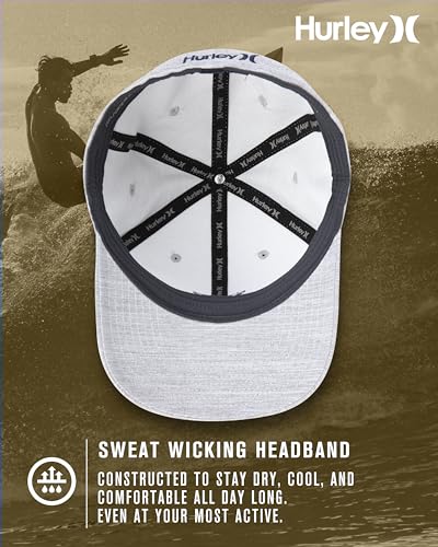 Image of Hurley Mens Baseball Cap - Moisture Wicking Curved Brim Flexfit Fitted Hats for Men with H2O-Dri Sweatband (Sizes: S-XL)