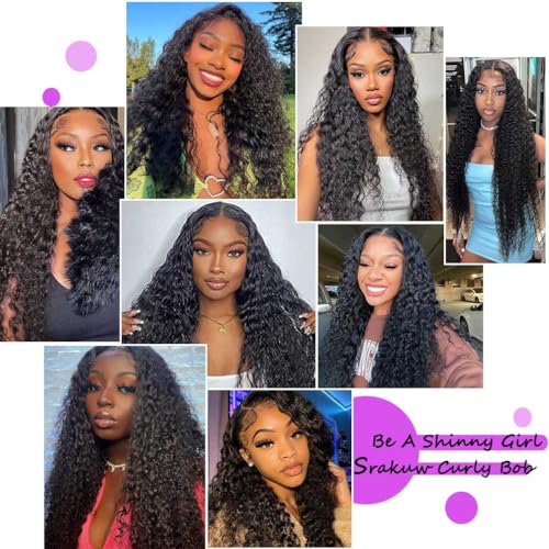 Image of Srakuw Wear and Go Glueless Wigs Human Hair Pre Plucked Pre Cut 4x4 Lace Front Wigs for Black Women for Beginners Curly Human Hair Wig (28 Inch)