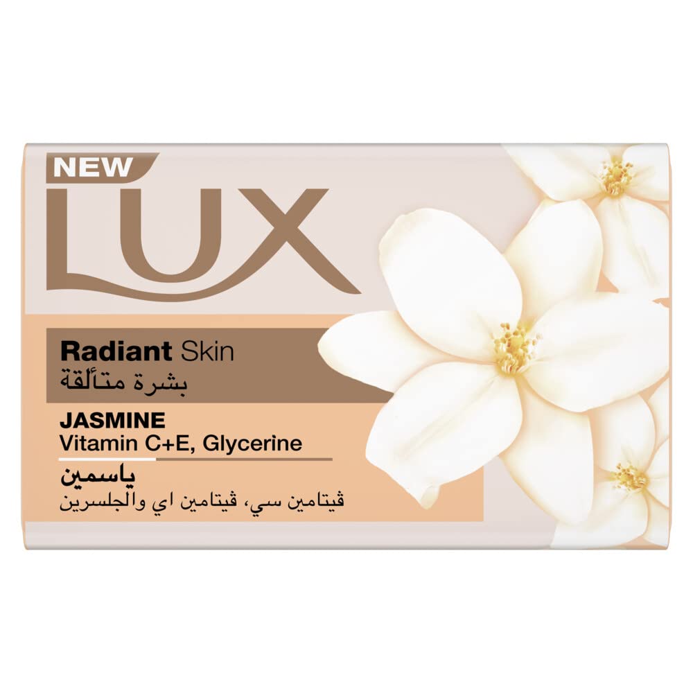 LUX Bar Soap for radiant skin, Jasmine, with Vitamin C, E, and Glycerine, 120g