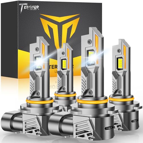 Image of Termitor 9005 /HB3 9006 /HB4 Light Bulbs Combo, 110,000LM 15X Ultra-Bright, 6500K Cool White, 1:1 Mini Size with Cooling Fan, 9005 9006 Fog Light Kits, 85000+ Hours Lifespan, Plug and Play, Pack of 4