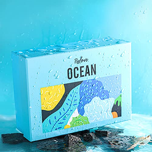 Coffret Cadeau Homme 6 PCS Océan Parfum Coffret, Mug de Voyage, Huile de Massage, Sel de Bain, Bougie Parfumée, Solide, Filet en Mousse, l'aromathérapie,Idees Cadeau Fête des Meres et d’Anniversaire - Image 8