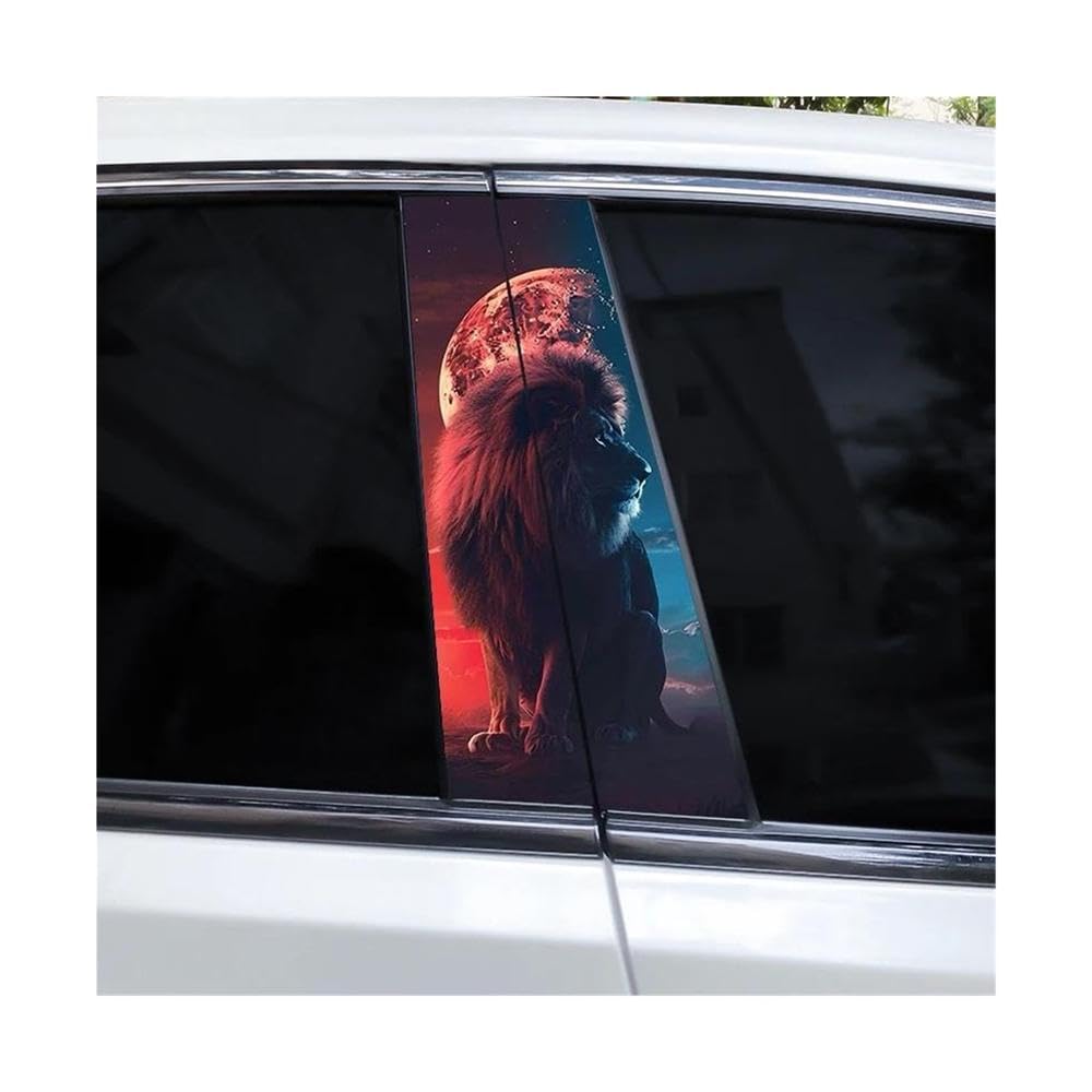 Decorative Items 2pcs Animal Lion Car B-Pillar Decals Waterproof Decorative Stickers(D)