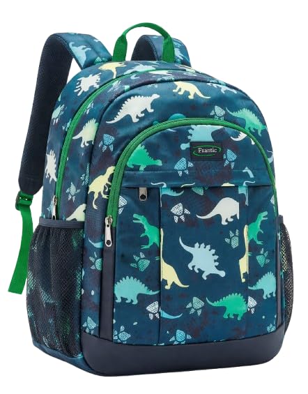 Image of Frantic Waterproof Polyester 35 L School Backpack With Pencil /Staionery Pouch School Bag Class 1 to 8 Daypack Picnic Bag For School Going Boys & Girls(RR Blue Dino Safari)