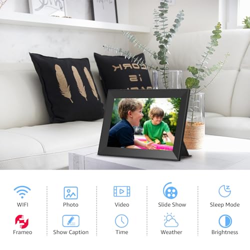 Image of Frameo WiFi Digital Photo Frame with 10.1 inch IPS Touchscreen, upload images to 32GB smart digital photo frame via Frameo APP, Rotate and Copy