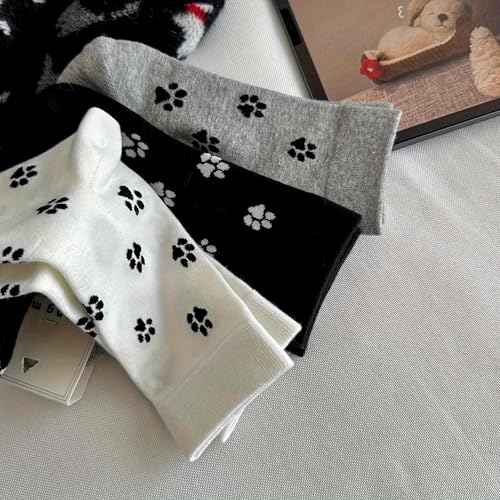 cute dog paw print socks for women, women's Cartoon dog animal paws print crew socks, fun dog fashion graphic knit socks, dog lovers gifts4