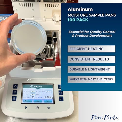 aluminum sample pans for moisture analyzer 100 pack 90mm round lab trays disposable weighing dishes foil pan weight scale tray laboratory balance dish plate moisture tester supplies pure ponta