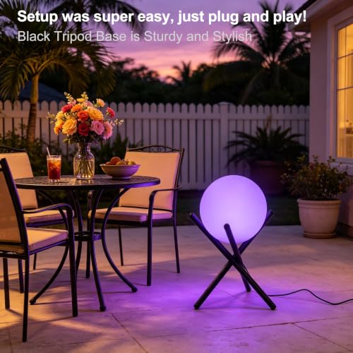Image of Lightdot 11.8-Inch Outdoor Globe Floor Lamp, 9W RGBCW & 3000K Warm White