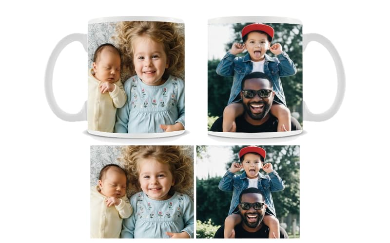 Giftme Personalised with Two Photos/Multi Photo Printed Collage Mug, 11oz White Ceramic Mug, Any Special Occasion Novelty Gift Coffee Tea Mug. (2 Photo)