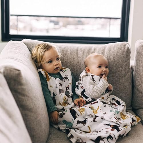 Image of Little Unicorn 12-18 Month Premium Muslin Sleep Sack 1.1 TOG | Soft & Breathable Muslin Cotton for safer sleep | 2 way zipper (Woof)