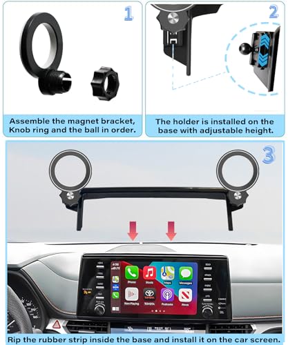 Image of Car Phone Holder for Toyota Sienna 2021 2022 2023 2024 Accessories Apply to 9 Inch Touch Screen Fixed Clip MagSafe Cell Phone Mount Hands-Free 360 Rotation
