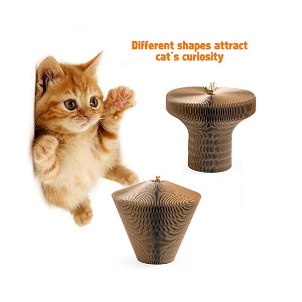 Collapsible cat scratcher lounge bed, cardboard cat bed, corrugated pet scratcher pad, round cat scratching bed nest for indoor big large kitty kitten cats - image 6