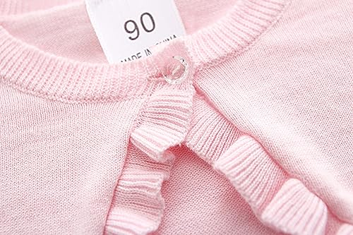 Image of Girls Cardigan Sweater Button Knit Sweater Kids Ruffle Long Sleeve Dress Cover Up Size 12M-6T