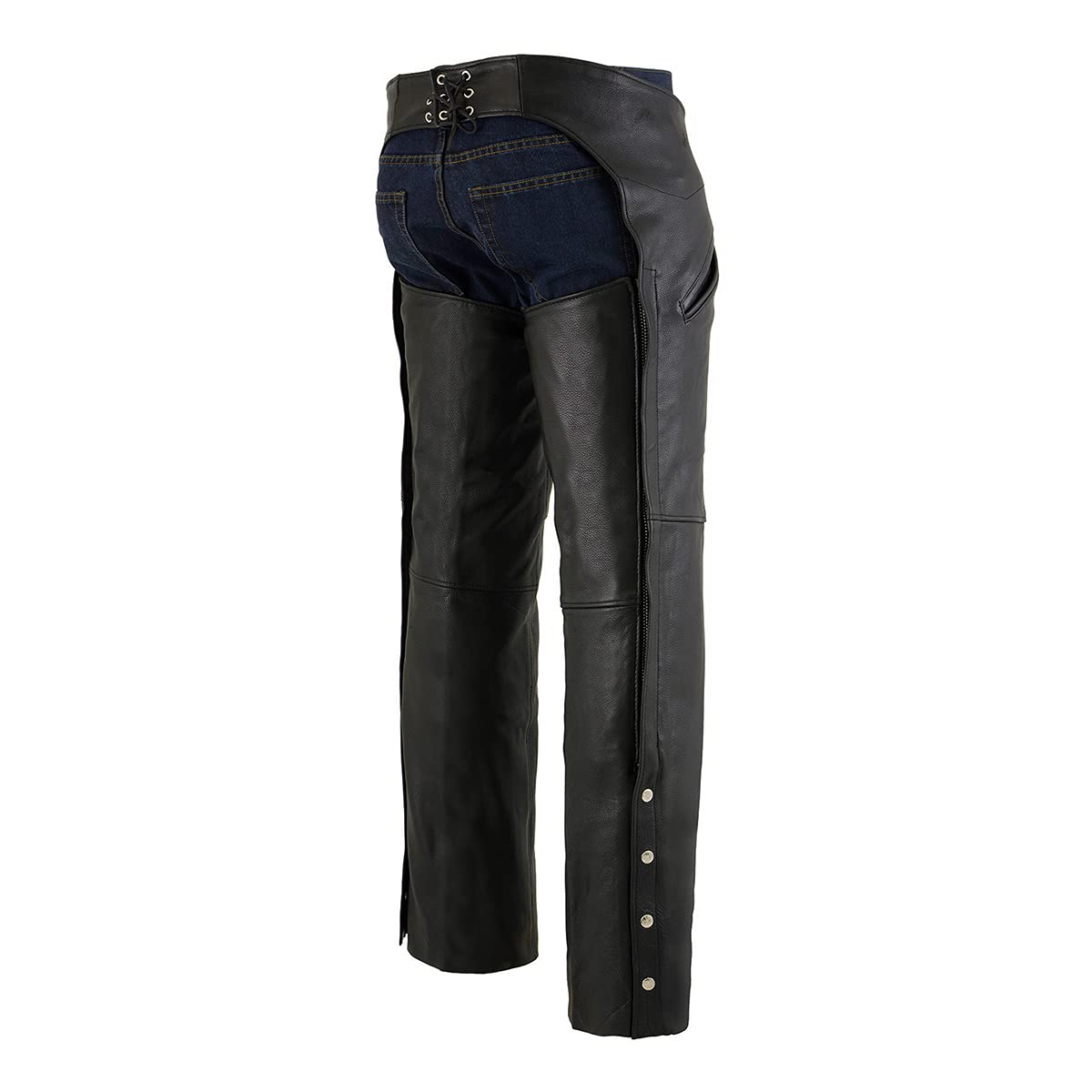Milwaukee Leather Chaps for Men's Black Premium Leather Motorcycle Chaps w/Snap Out Thermal Liner-Slash Pocket-ML1103 - Medium