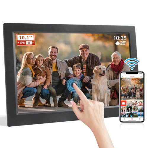 FRAMEO 10,1 Zoll Digitaler Bilderrahmen WLAN, 1280x800 HD IPS LCD Touchscreen Smart Cloud-Fotorahmen mit 16GB Speicher, Auto Drehung, Einfache Weitergabe von Fotos Videos über Frameo App