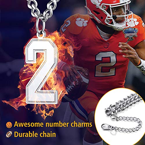 Number 2 Charm With Curb Chain Hiphop Jewelry Stainless Mens Necklace #TOP2