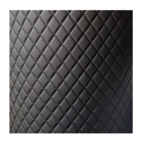 Tela De PVC Acolchada De Imitación De Cuero Impermeable con Costuras En Forma De Diamante Y Relleno De Guata De Lino para Tapizar Cojines De Sofá, Manualidades Y Decoración. Black2 1.6X1m