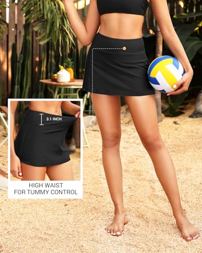 Daci High Waisted Swim Skirt - 2025 A-line Bathing Suit Skirt with Boxer Liner Tummy Control Skort Swimsuit Bottoms for Women4