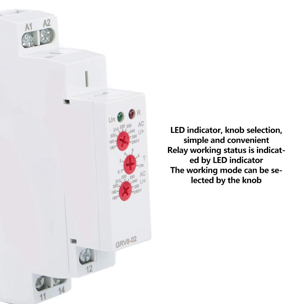 Relè di monitoraggio tensione, GRV8-02 Relè di controllo tensione monofase per apparecchiature elettriche o compressori, controllo(GRV8-02/AD240)