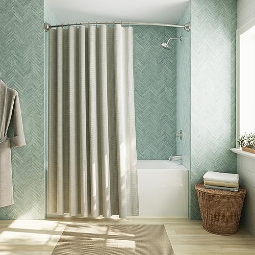 Adjustable Curved Shower Curtain Rod for Bathroom, Easy Install, Rustproof, Satin Nickel - 50 to 72 Inches