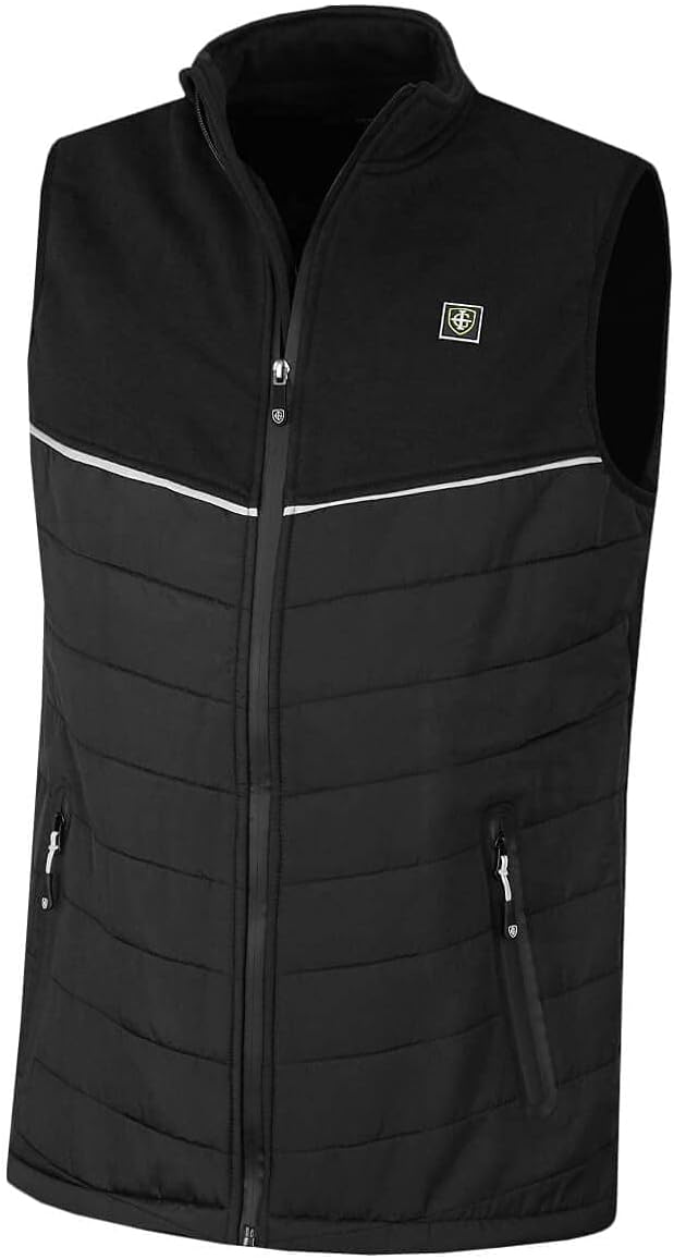 Island Green Men's Full Zip Through Hybrid Thermal Quilted Golf Gilet