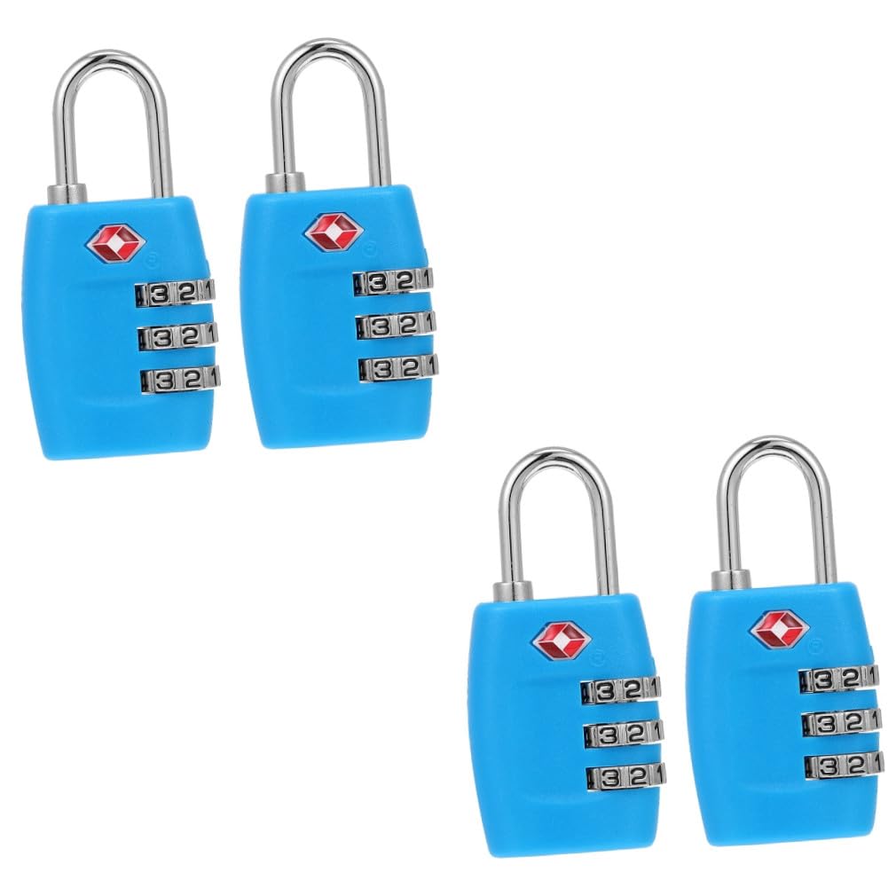 VALICLUD 4piezas Candados De Equipaje De Combinación Cerraduras De Código Para Maletas Mochilas y Gimnasios Seguridad Antirrobo Color Azul