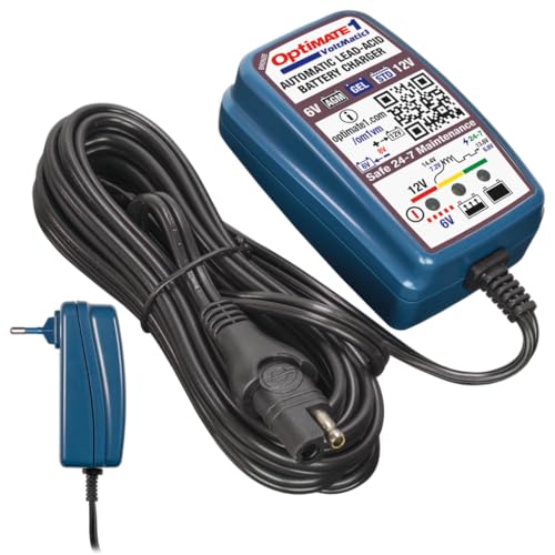 TecMate Optimate 1 VoltMatic, TM-400a, Chargeur et mainteneur de Batterie 6V / 12V 0,6A en 4 étapes