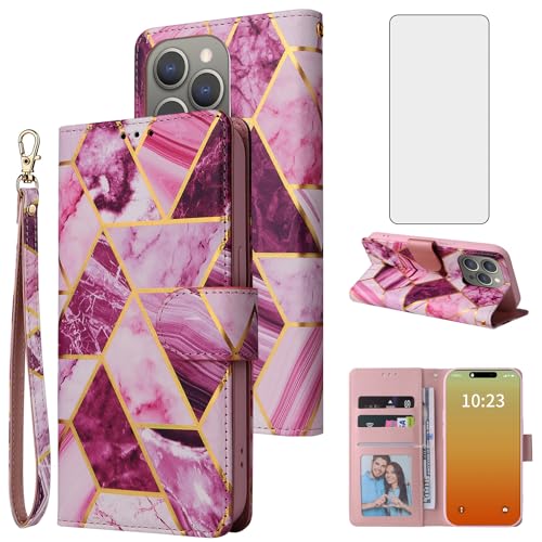 Coque portefeuille iPhone 15 Pro pour femme active avec porte-cartes chic