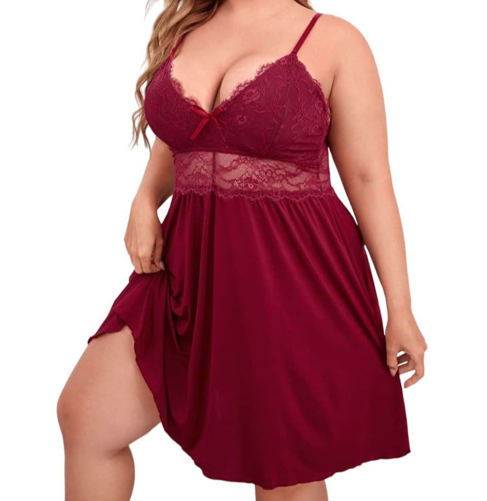 Camisola Plus Size Feminina Sensual Sem Bojo Com Renda Lisa Linha...