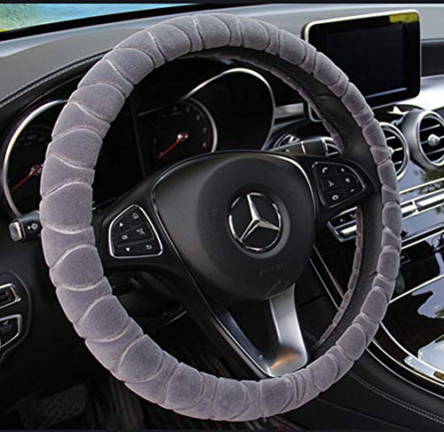 Volant couverture fausse fourrure hiver chaud volant sadapte la plupart voiture 37cm 38cm taille accessoires intérieurs gris