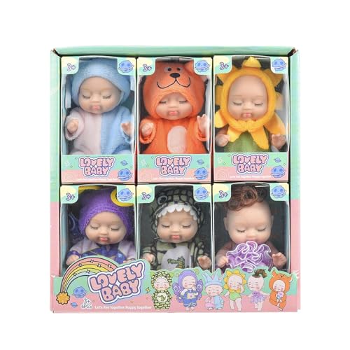 Puppe Simulation - 6 Stück Mini-Puppe Sleeping Simulation Rorn Puppe | Süße Waldthema-Puppe mit beweglichen Arten, geeignet für Kinder ab 3 Jahren – Bild 7