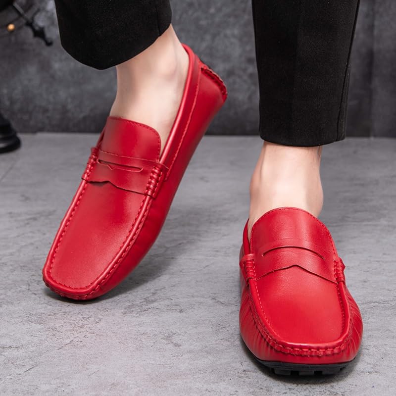 Loafers for Men Square Toe Genuine Leather Penny Driving Loafers Resistant Lightweight Anti-Slip Classic Outdoor Slip On4