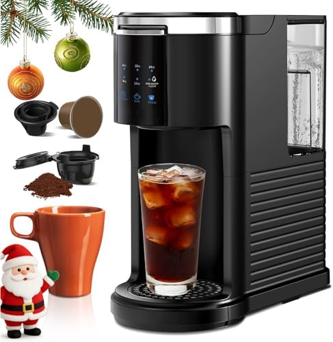Single Serve Coffee Maker for 2 in 1 K Cup Pods & Ground Coffee,6 to 14 Oz Brew Sizes,40oz Removable Water Tank,Compact Portable Coffee Machine for Home,Black