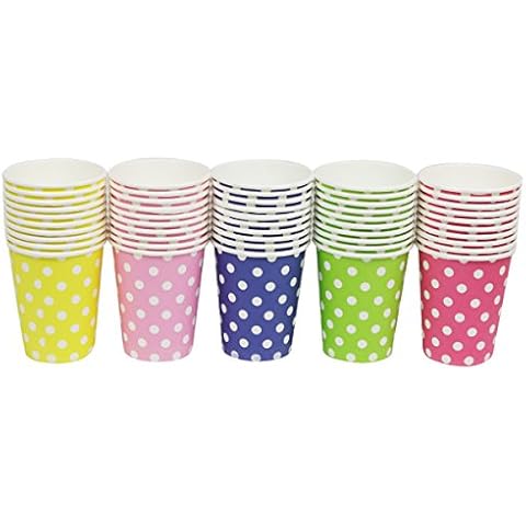 Chenhon Party Disposable Cups, Paper Cups for ，Weddding & Party Cups 8oz (Multicolor Dot 50pcs) Cover