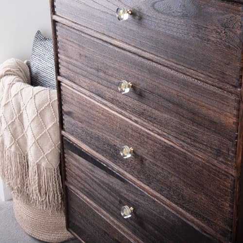 Image of QOGRISUN 15-Pack Crystal Cabinet Knobs, Gold Drawer Knobs, Round 1-1 /4 in | Solid Brass, Crystal Glass, Gold Drawer Knobs, Gold Dresser Knobs, Crystal Cabinet Knobs, Kitchen Cabinet, Round
