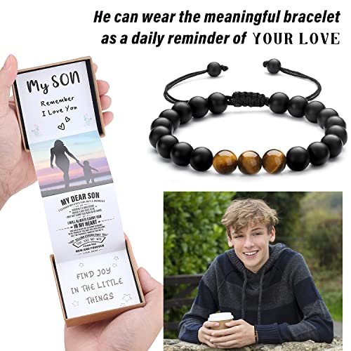 Natural Crystal Bracelet for Teen Boys/Men-Pull Out Gift Box Especially for Son/Grandson/Dad/Love on Birthday/Graduation/Fathers Day/Anniversary3