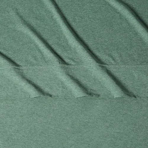 Image of Amazon Basics 100% Cotton Jersey Bed Sheet Set, Full, Olive (Melange), Solid