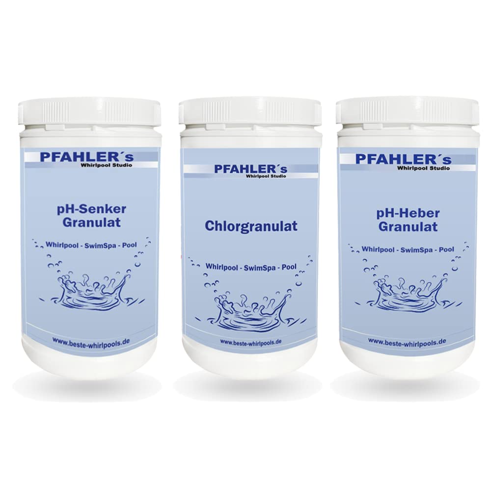 pH Senker und Heber + Chlorgranulat Sparset Whirlpool Wasserpflege. pH Minus pH Plus Chlor Whirlpool Spa Pool