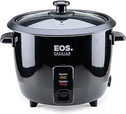 Panela Elétrica de Arroz 8 Xícaras EOS Premium Pratic Tampa de Vidro Preto EPA08P 110V