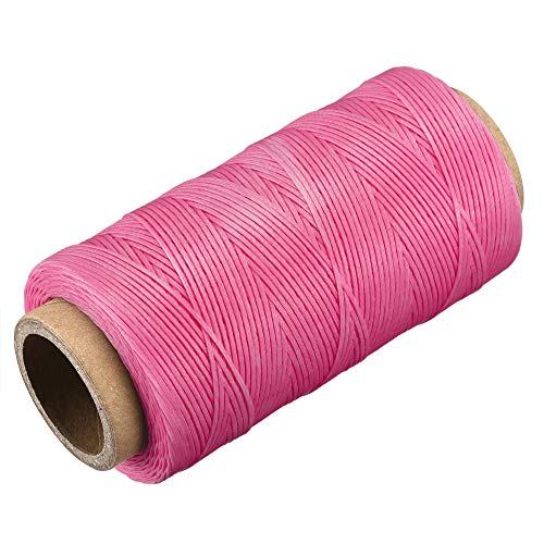 Hilo encerado para coser cuero 186 yardas 1mm poliéster rosa miniatura 3