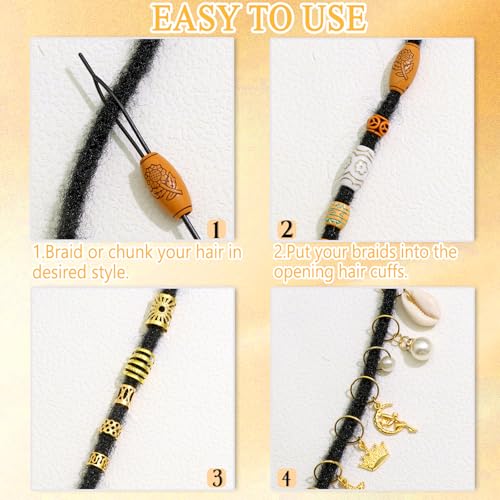 Accesorios para trenzas 177 piezas metal y madera miniatura 6