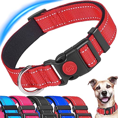 ATETEO Reflective Dog Collar with Safety Locking Buckle and Soft Neoprene Padded