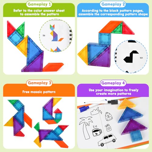 3D Magnetic Travel Tangram Puzzle, STEM Brain Teasers Toy for Kids&Adults - image 4
