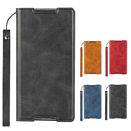Elick Xperia Z5 SO-01H SOV32 501SO ケース カバー 超薄型 軽量 手帳型 エクスペリア Z5 SO-01H SOV32 ケース 高級PUレザー マグネット式 ストラップ付き カード収納 スタンド機能 スマホケース ブラック