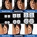 6 Pairs Earrings Set for Men 316L Stainless Steel 3/5/7mm Round and Princess Square Ear Piercing Studs Hypoallergenic Jewelry