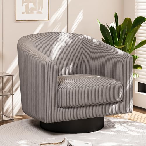 Sillón giratorio moderno tela de pana gris oscuro