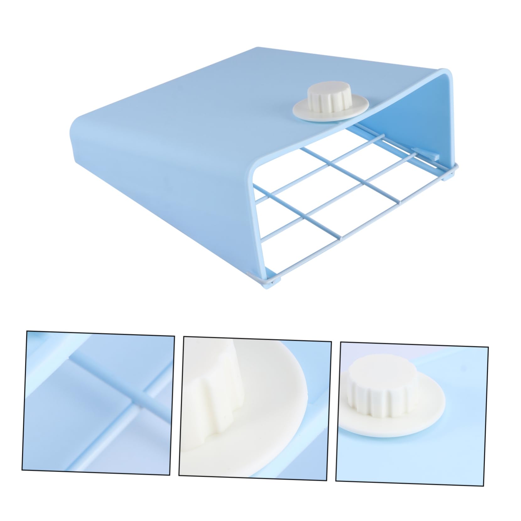 Râtelier à Lapins Grosse Capacité pour Cage, Plastique Acier Bleu