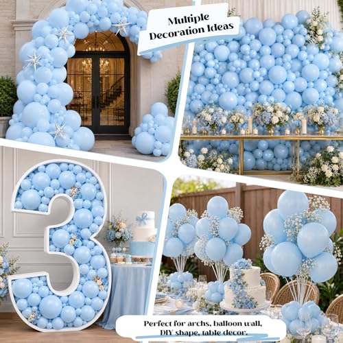 Image of Togvu Pastel Blue Balloons, 50Pack 5 Inch Small Mini Baby Light Blue Latex Party Balloons for Birthday Bridal Baby Shower Gender Reveal Easter Party Decorations Supplies