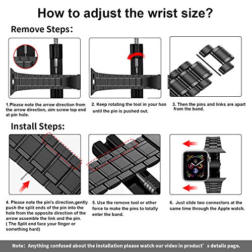 Image of MioHHR Solid Stainless Steel Band Compatible with Apple Watch 41mm, Metal Strap with Soft TPU Case for iWatch Series 9 8 7 Women and Men, Black