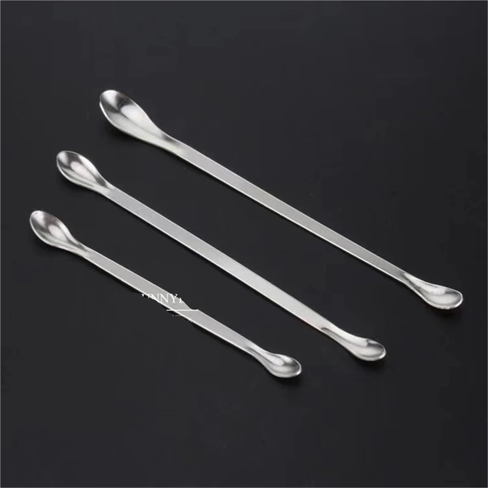 10 Stück/Los Labor Einzel-/Doppel-/Quadratkopf-Reagenzien aus Edelstahl, Probenwiegelöffel, 16/18/20/22/25/30 cm (Einzelkopf 22 cm)